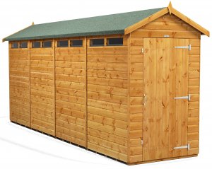 Power 16x4 Apex Secure Garden Shed - Single Door